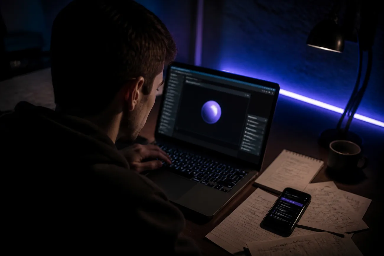 person analyzing Tor Browser on a laptop